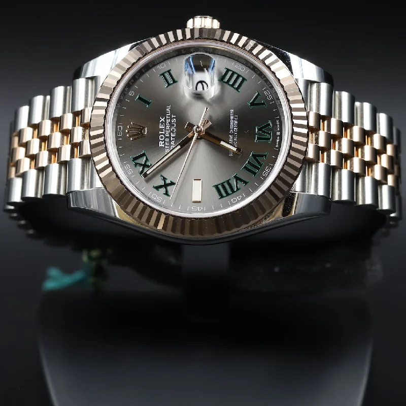 Rolex<br>126331 Datejust 41 SS/RG Slate Green Roman Numeral 'Wimbledon' Dial