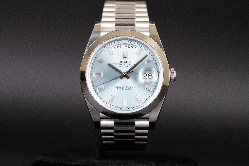 Rolex<br>228206 DayDate 40 Ice Blue Baguette Dial