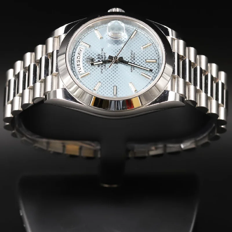 Rolex<br>228206 DayDate 40 Ice Blue Diagonal Motif Dial