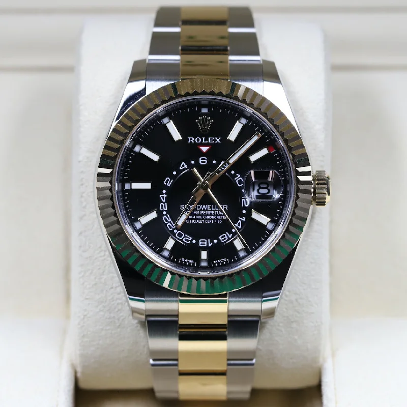 Rolex<br>326933 Sky-Dweller SS/18k Black Dial