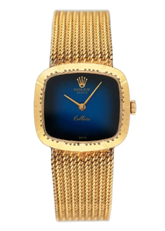 Rolex Cellini Blue Dial 18K Yellow Gold Ladies Watch