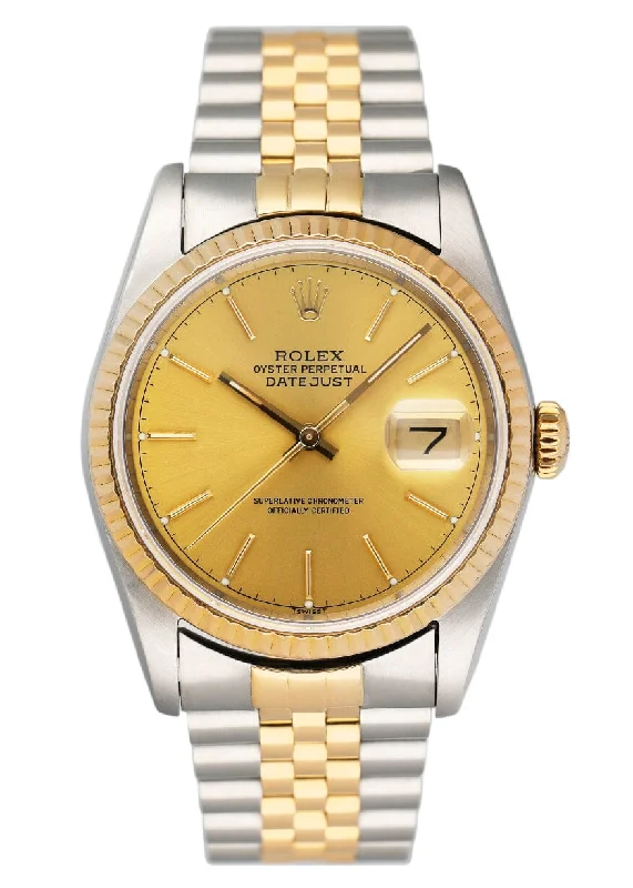 Rolex Datejust 16233 Champagne Dial Mens Watch