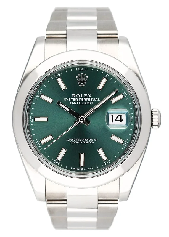 Rolex Datejust 41 126300 Green Dial Steel Mens Watch Box Papers