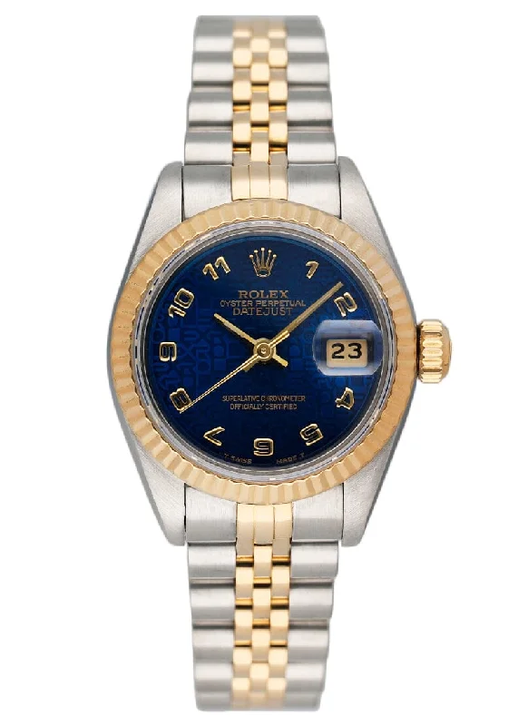 Rolex Datejust 69173 Blue Anniversary Dial Ladies Watch Box Papers