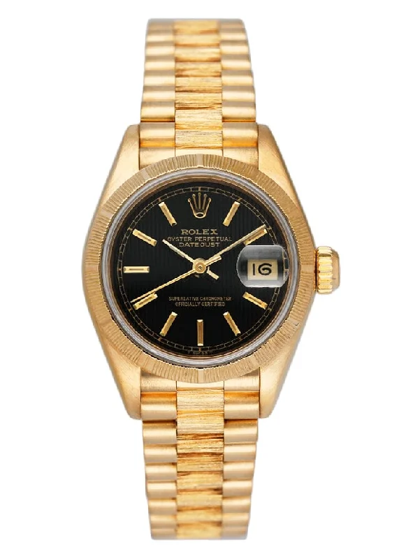 Rolex Datejust 69278 Linen Black Dial Bark Finish Ladies Watch