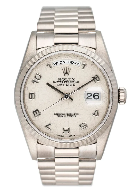 Rolex Day-Date 18239 Silver Anniversary Dial Mens Watch