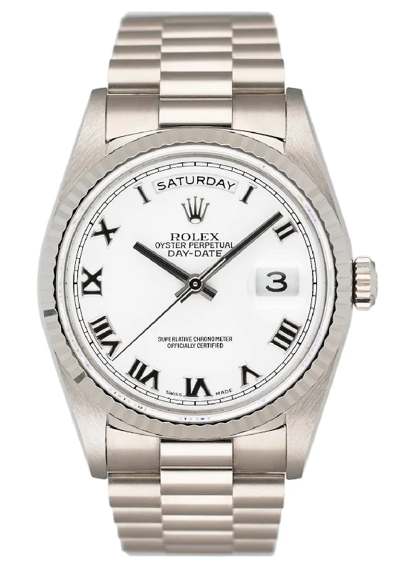 Rolex Day Date 18239 White Roman Dial Mens Watch