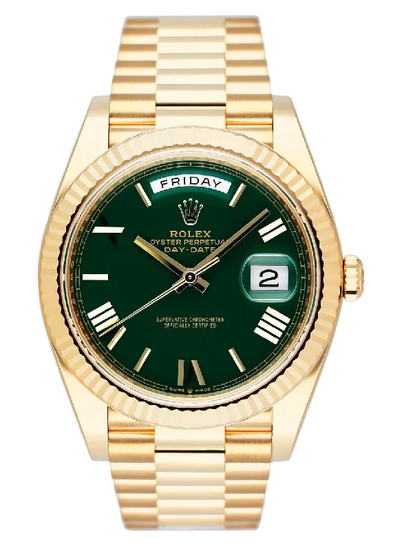 Rolex Day-Date 228238 Green Dial 18K Yellow Gold Mens Watch Box Papers