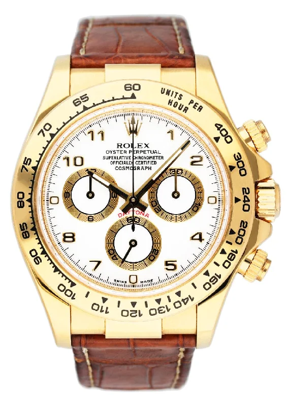 Rolex Daytona 116518 White dial Yellow Gold Mens Watch Box Papers