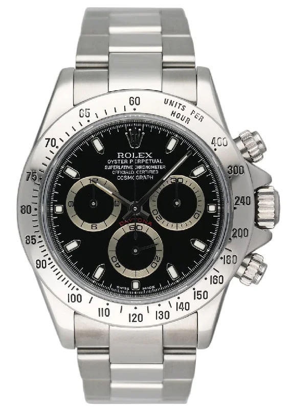 Rolex Daytona 116520 Black Dial Steel Mens Watch Box Papers