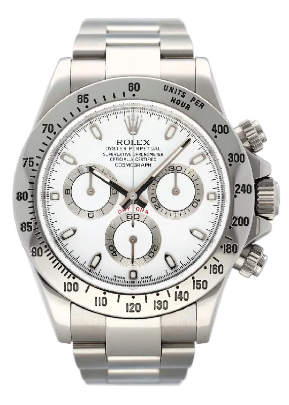 Rolex Daytona 116520 White Dial Stainless steel Mens Watch Box Papers