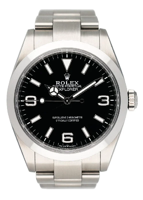 Rolex Explorer 40 224270 Black Dial Steel Mens Watch Box Papers