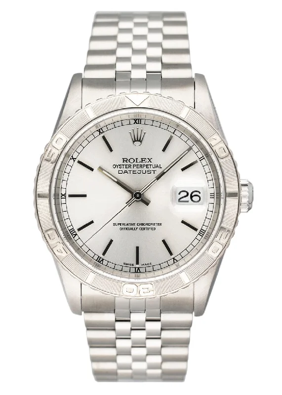 Rolex Oyster Datejust Turn-O-Graph 16264 Silver Dial Mens Watch