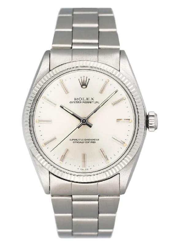 Rolex Oyster Perpetual 1005 Silver Dial Steel Mens Watch