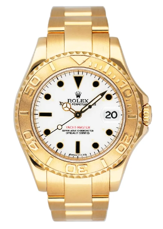 Rolex Yacht Master 68628 White Dial 18K Yellow Gold Mens Watch