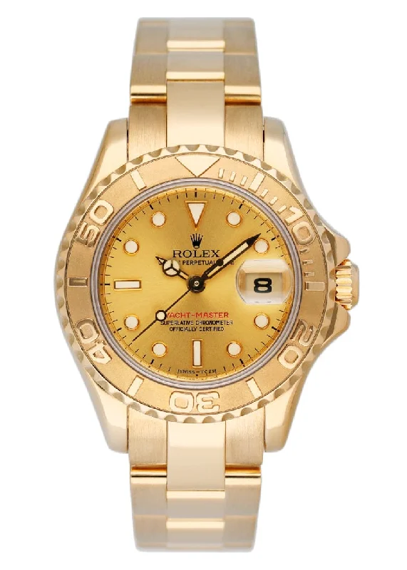 Rolex Yacht Master 69628 Champagne Dial 18K Yellow Gold Ladies Watch