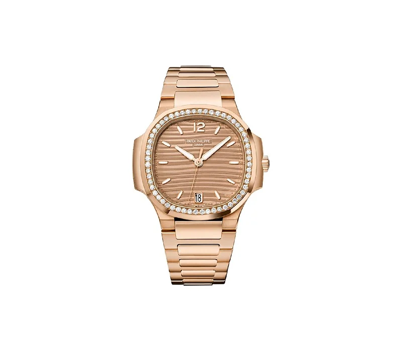 35mm 18k Rose Gold Golden Brown Dial Diamond Bezel