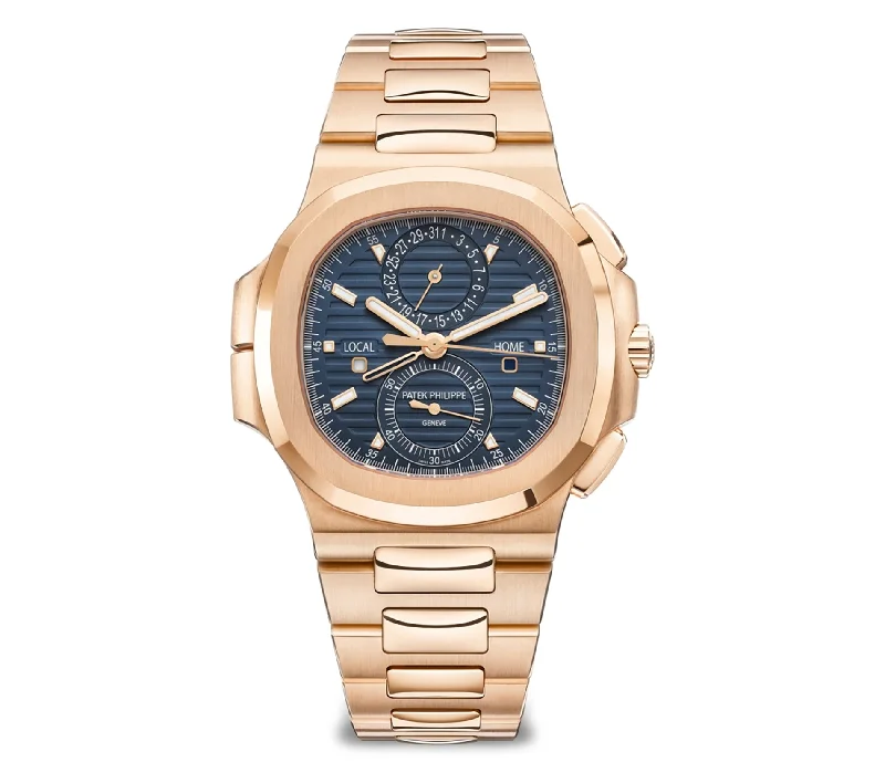 41mm Travel Time Chrono 18k Rose Gold Blue Dial