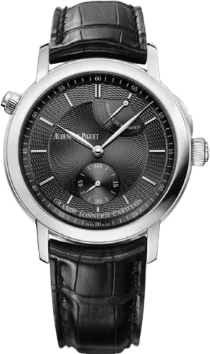 Audemars Piguet Jules Audemars Grande Sonnerie Carillon 39mm Black Guilloche Index Platinum Leather | 26344PT.OO.D002CR.02