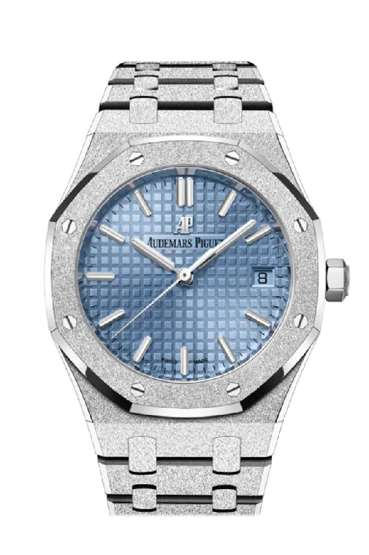 Audemars Piguet Royal Oak 34 Light blue dial Hammered 18-carat white gold Watch 77353BC.GG.1263BC.01