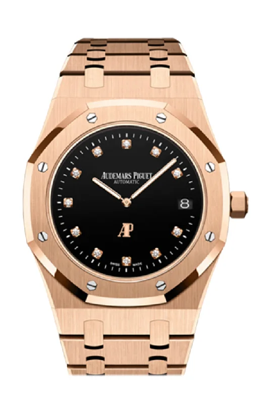 Audemars Piguet Royal Oak 39 Jumbo Extra-Thin Rose Gold Black Diamond Dial Rose Gold 15207OR.OO.1240OR.01