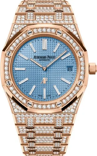 Audemars Piguet Royal Oak 39mm Extra-Thin Rose Gold Light Blue Diamond - 15202OR.ZZ.1241OR.01