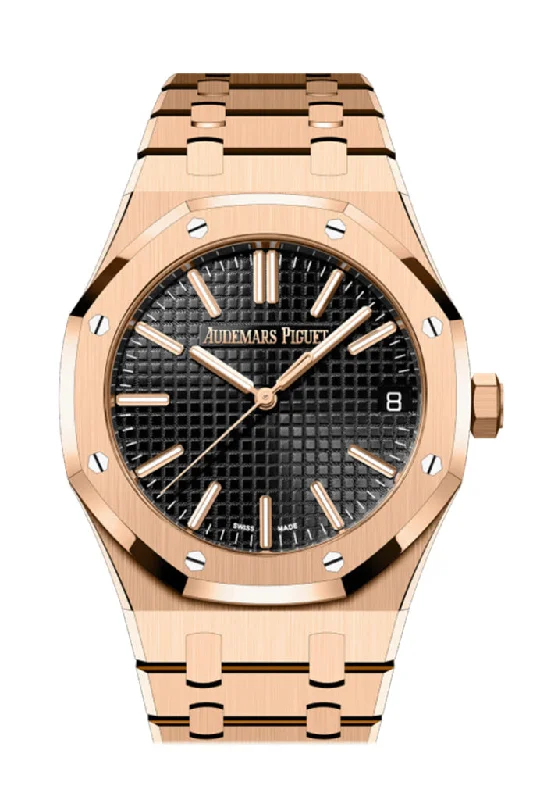 Audemars Piguet Royal Oak 41 Black Dial Pink Gold Watch 15510OR.OO.1320OR.04