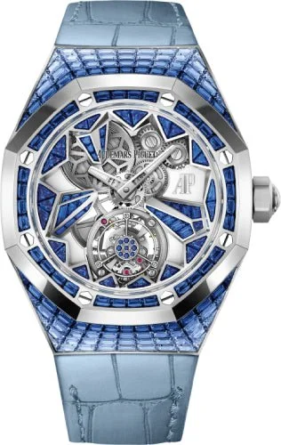 Audemars Piguet Royal Oak Concept Flying Tourbillon White Gold Sapphires Alligator 39mm Leather Strap | 26228BC.SS.D314CR.01