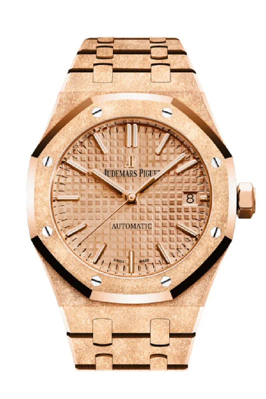 Audemars Piguet Royal Oak 34 Frosted Pink Gold Dial Ladies Rose Gold Watch 15454OR.GG.1259OR.03