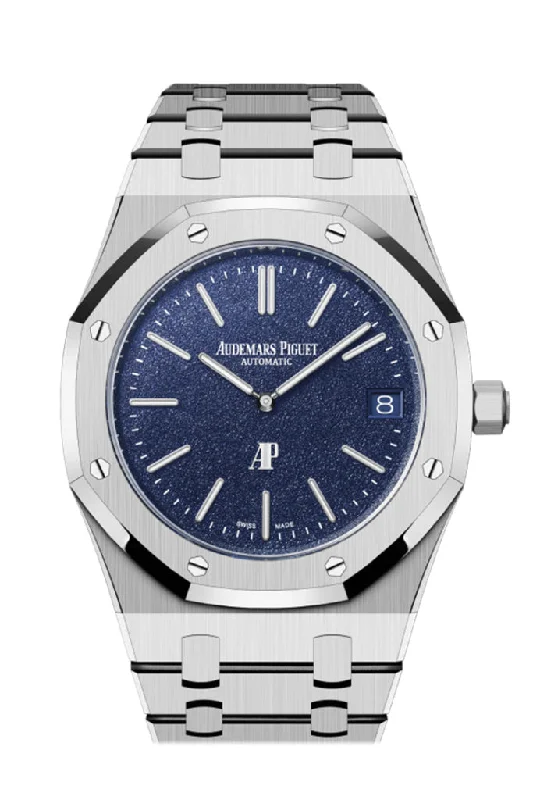 Audemars Piguet Royal Oak 39 Jumbo Extra Thin White Gold Grainy Blue Dial Watch 16202BC.OO.1240BC.02