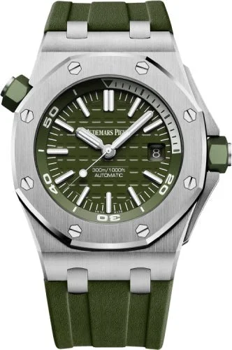 Audemars Piguet Royal Oak Offshore Diver Khaki Index Stainless Steel Rubber 42mm | 15710ST.OO.A052CA.01