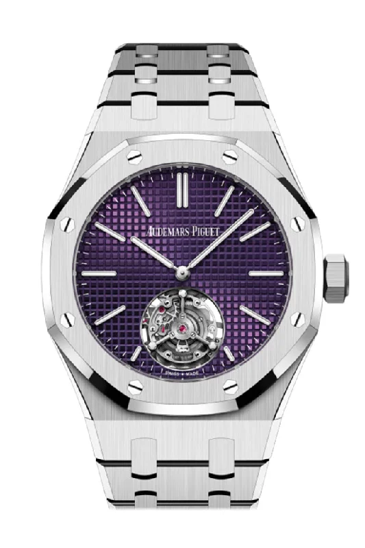 Audemars Piguet Royal Oak 37mm  Plum Dial Flying Tourbillion Extra-Thin (RD#3) Stainless Steel Watch 26660ST.OO.1356ST.02