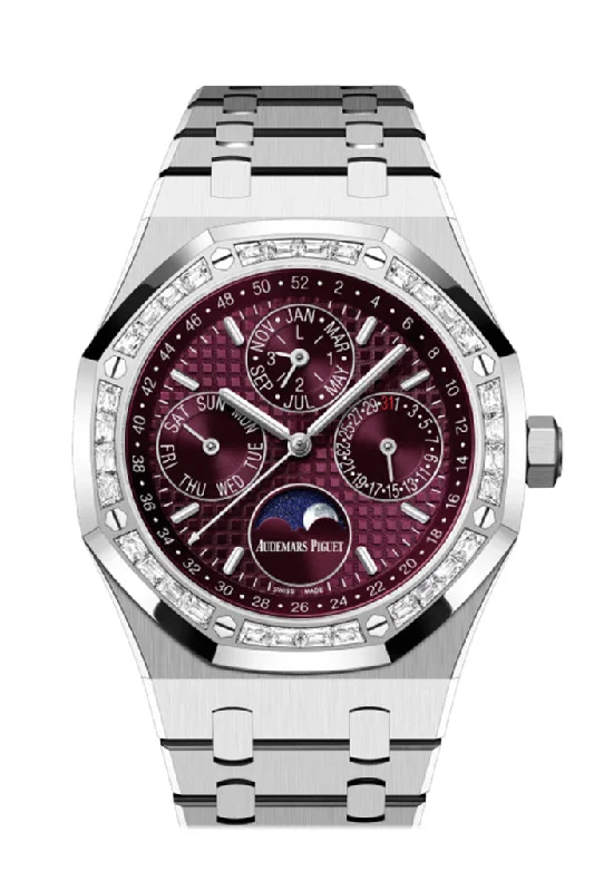 Audemars Piguet Royal Oak 41 Purple Dial White Gold Diamond Bezel Watch 26598BC.ZZ.1220BC.01