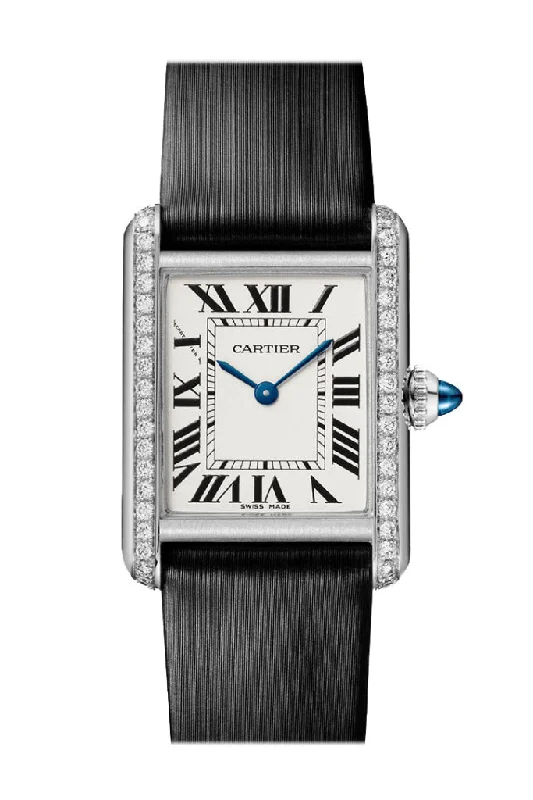 Cartier Tank Must With Diamond Bezel Silver Dial W4TA0016