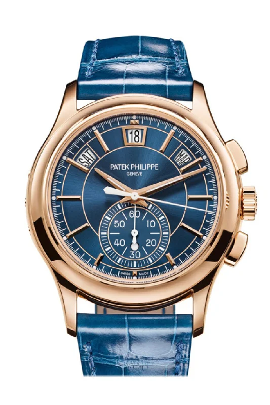 Patek Philippe Complication Sunburst Blue Rose Gold Dial Watch 5905R-010