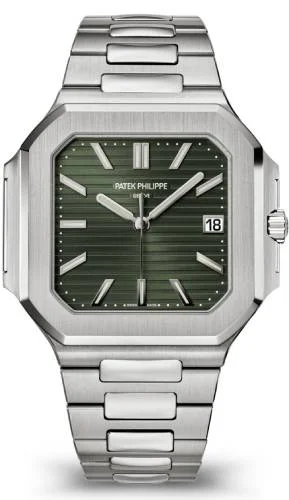 Patek Philippe Cubitus Date Sweep Seconds Steel 45mm Olive Green Dial 5821/1A-001