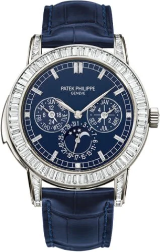 Patek Philippe Grand Complications Day-Date Annual Calendar Moon Phase 42mm Blue Index Platinum Diamond Set Automatic | 5073P-010