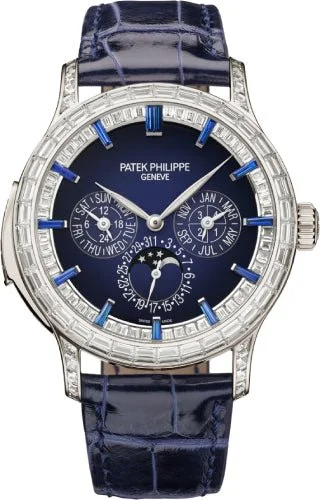 Patek Philippe Grand Complications Minute Repeater Perpetual Calendar Platinum Blue Black Gradient Dial Diamond Bezel | 5374/300P-001