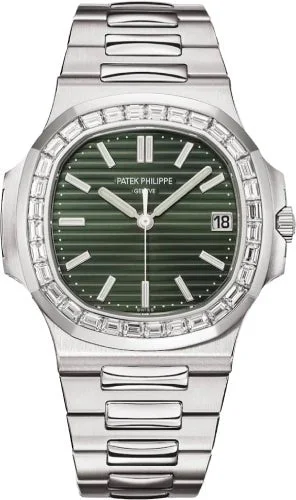 Patek Philippe Nautilus Date Sweep Seconds Stainless Steel Diamonds Green Dial - 5711/1300A-001