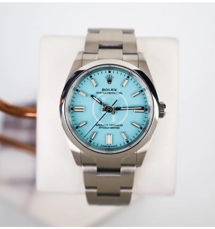 Rolex Oyster Perpetual 36 Watch - Domed Bezel - Turquoise Blue Index Dial - Oyster Bracelet - 2020 Release - 126000 tbio