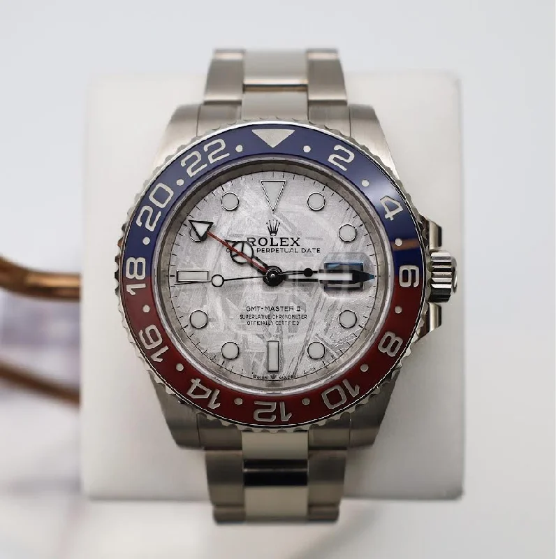 Rolex White Gold GMT-Master II 40 Watch - Blue and Red Pepsi Bezel - Meteorite Dial - Oyster Bracelet - 126719BLRO mt