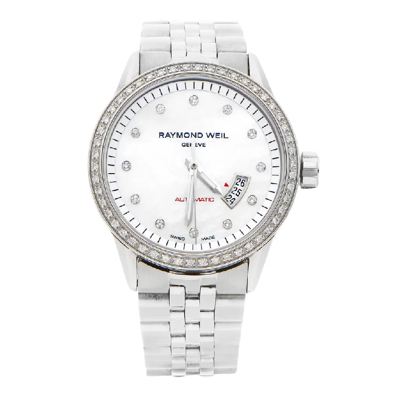 Reloj Raymond Weil para dama en acero inoxidable.